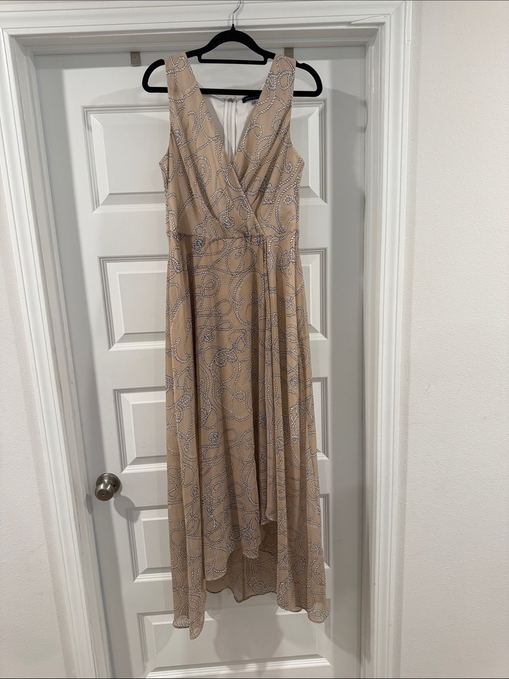 Sleeveless Beige Printed Wrap Maxi Dress